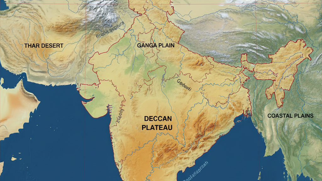 भारत के भौतिक भूगोल की प्रमुख विशेषताओं का संक्षेप में वर्णन कीजिए।