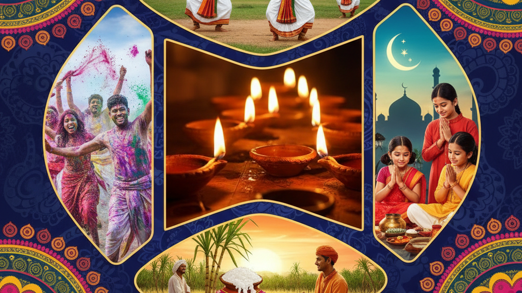 भारत के प्रमुख त्योहार, जो कृषि चक्र और मौसमी बदलावों से जुड़े हैं, वे देश की सामाजिक और आर्थिक व्यवस्था को किस प्रकार प्रभावित करते हैं?