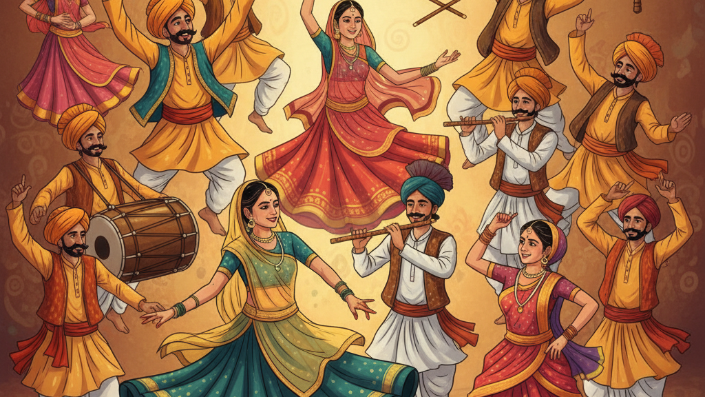 भारत के प्रमुख लोक नृत्य कौन-कौन से हैं और वे किन राज्यों से संबंधित हैं, साथ ही उनका सांस्कृतिक महत्व क्या है?