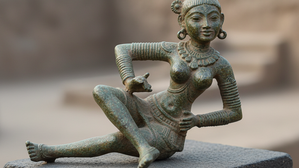 सिंधु घाटी सभ्यता के किस स्थल से 'नृत्यरत स्त्री' की कांस्य प्रतिमा प्राप्त हुई है, जो इस सभ्यता की कलात्मक उपलब्धियों का एक उत्कृष्ट उदाहरण है?